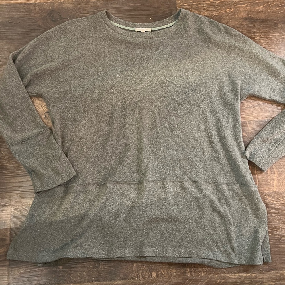 Cozy Gray Long Sleeve Sweater Cotton‎ Bleu Small